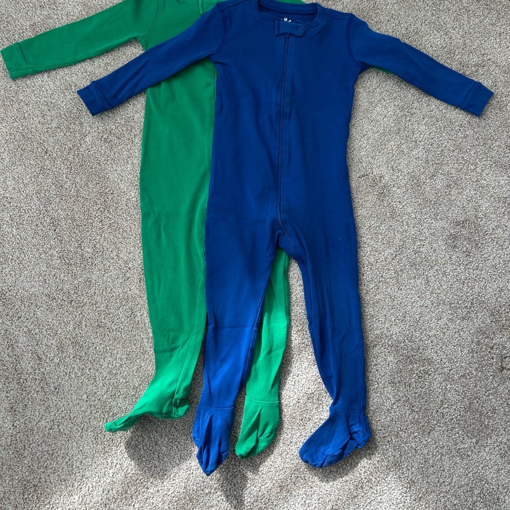 Primary Blue and Green Footed Pajamas